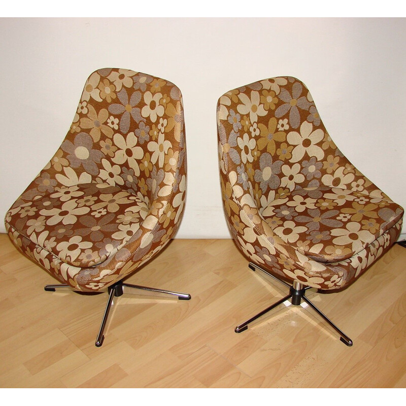 Pair of vintage swivel armchairs 1970s