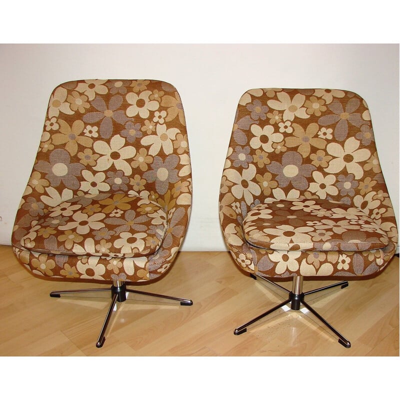 Pair of vintage swivel armchairs 1970s