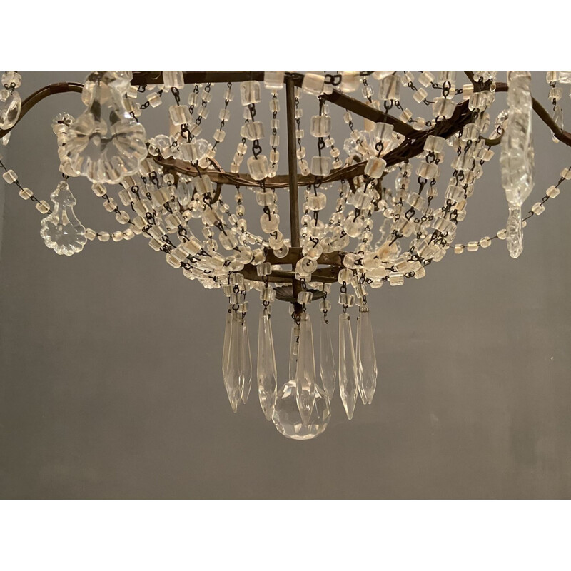 Vintage Murano Glass Macaroni Beaded Chandelier 1950s