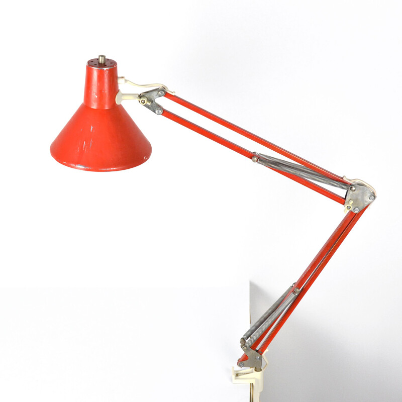 Vintage Red drafting desk lamp type 2000 Maxam, Denmark 1970s