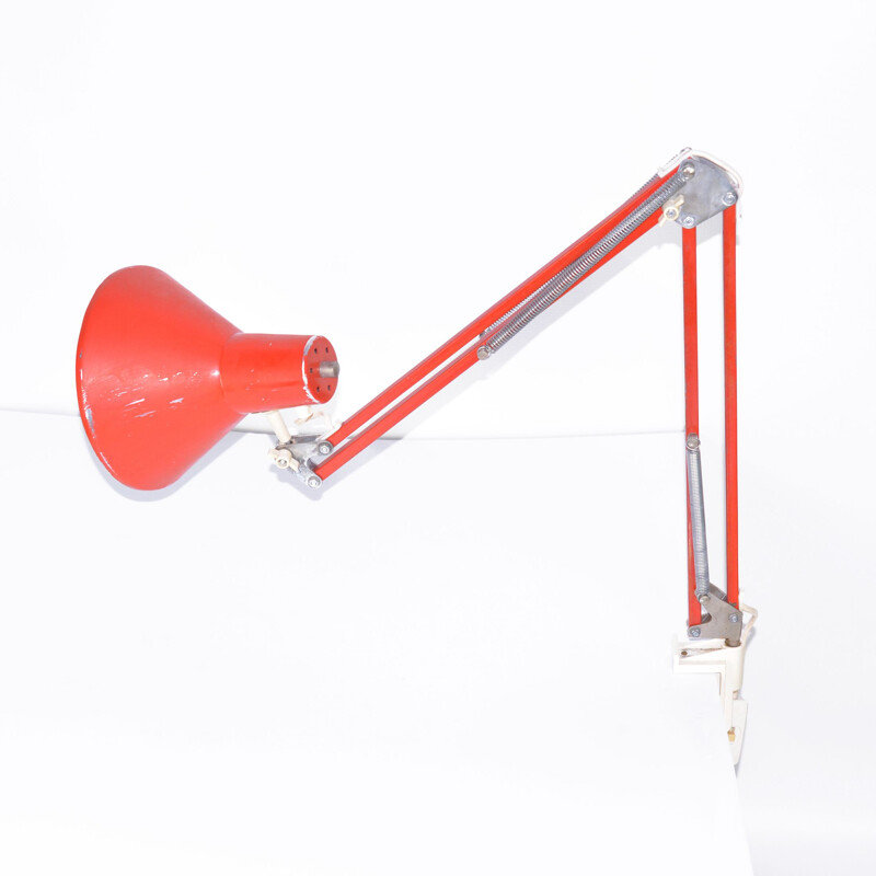 Vintage Red drafting desk lamp type 2000 Maxam, Denmark 1970s