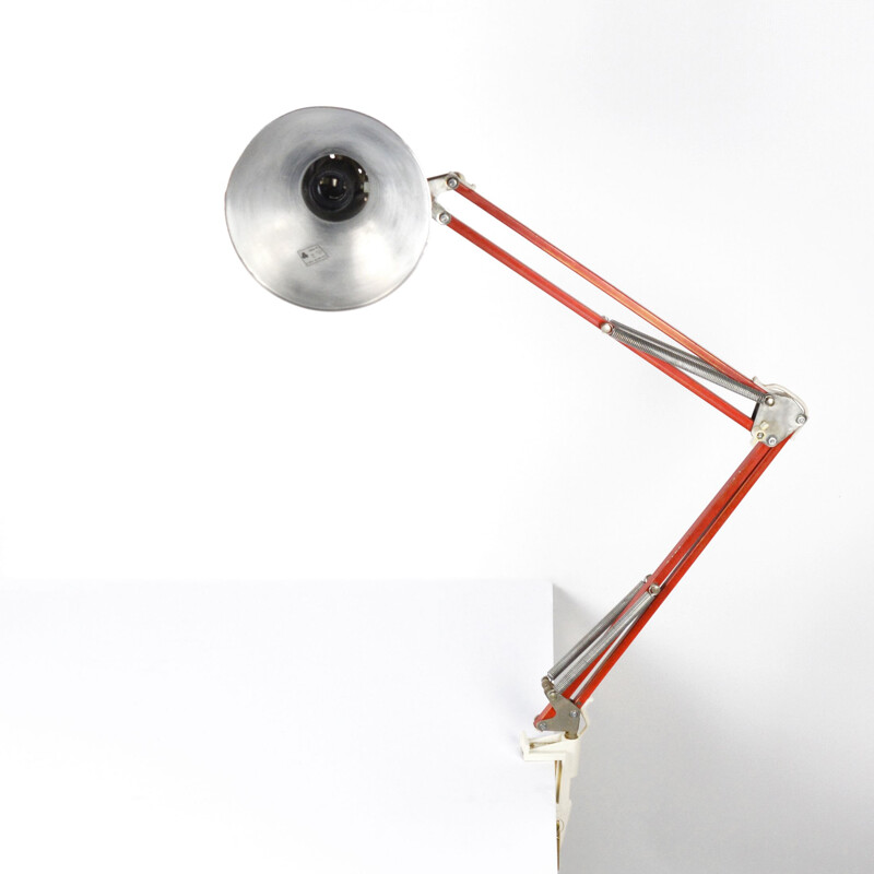 Vintage Red drafting desk lamp type 2000 Maxam, Denmark 1970s