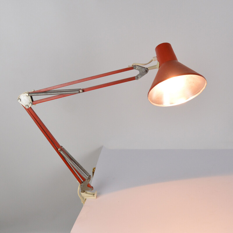 Lampe de bureau vintage à dessin rouge type 2000 Maxam, Danemark 1970
