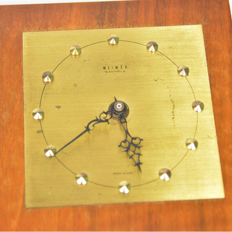 Vintage brass wall clock, electric from Weimar, Germany 1970