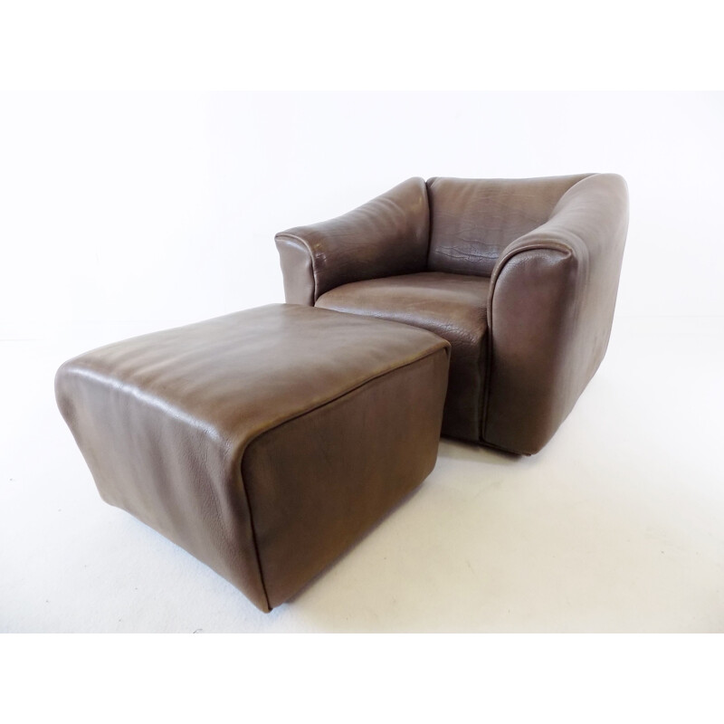 Vintage De Sede DS 47 leather armchair with ottoman