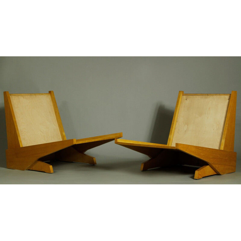 Pair of vintage Brutalist Armchairs, Czech 1970s