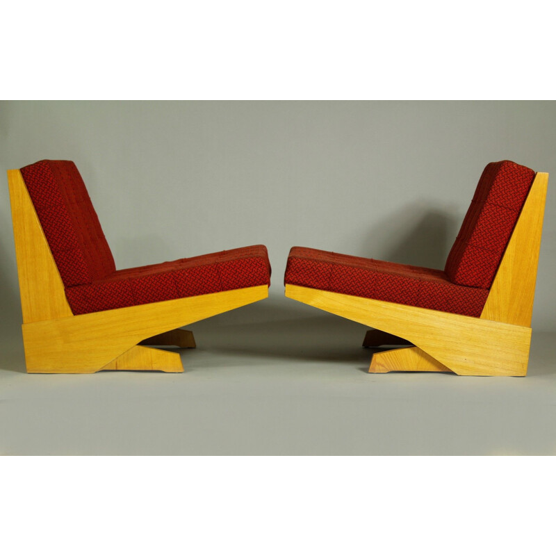 Pair of vintage Brutalist Armchairs, Czech 1970s