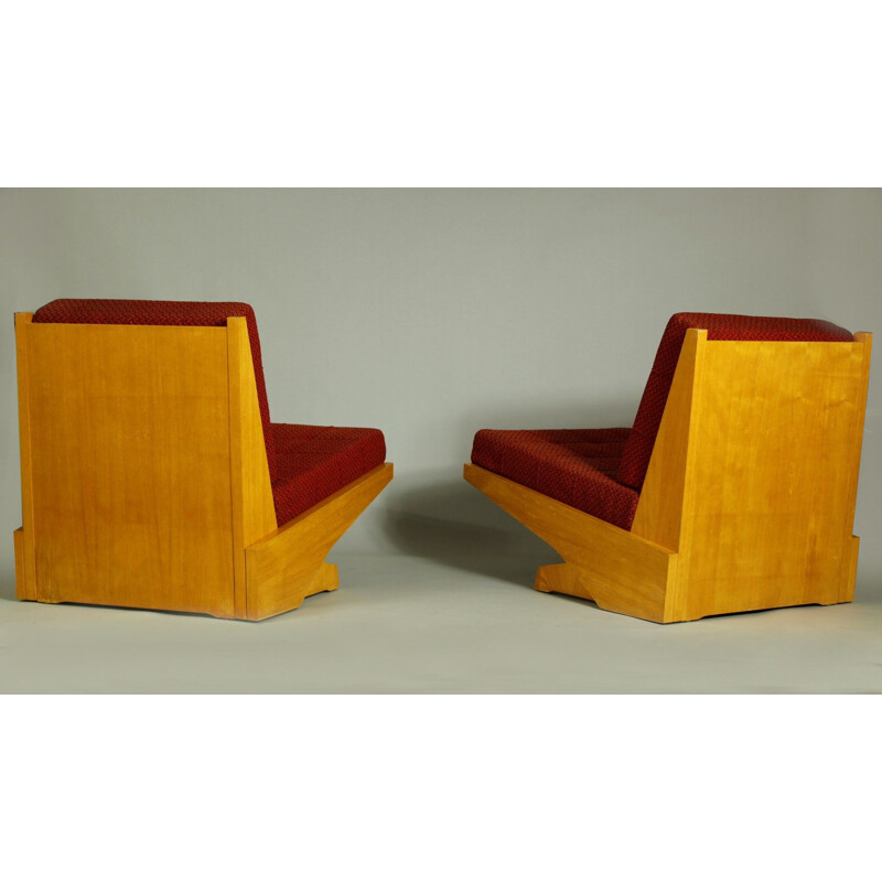 Pair of vintage Brutalist Armchairs, Czech 1970s