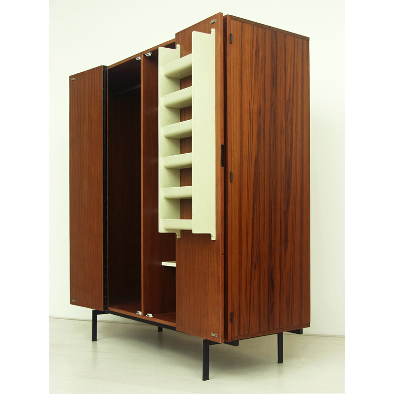 Vintage Teak & Metal Wardrobe Model KU14 by Cees Braakman for UMS Pastoe, Dutch 1950s