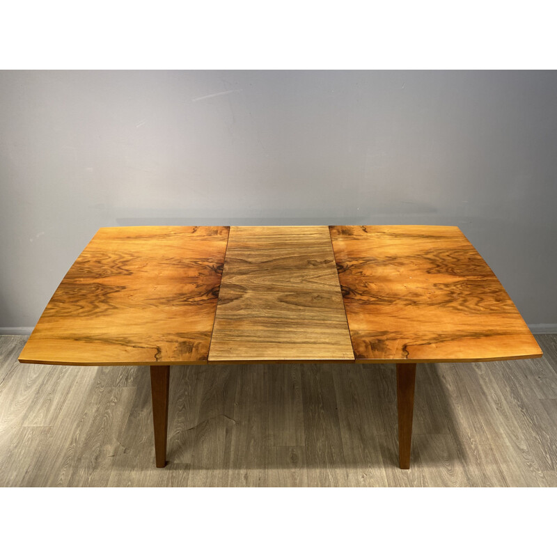 Vintage Extending Table Veneered Walnut Honey 1960s