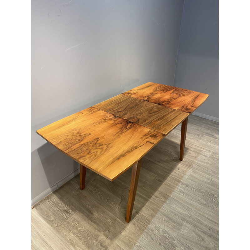 Vintage Extending Table Veneered Walnut Honey 1960s