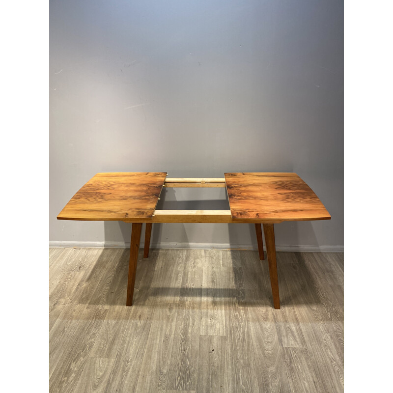 Vintage Extending Table Veneered Walnut Honey 1960s