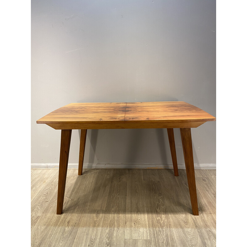 Vintage Extending Table Veneered Walnut Honey 1960s