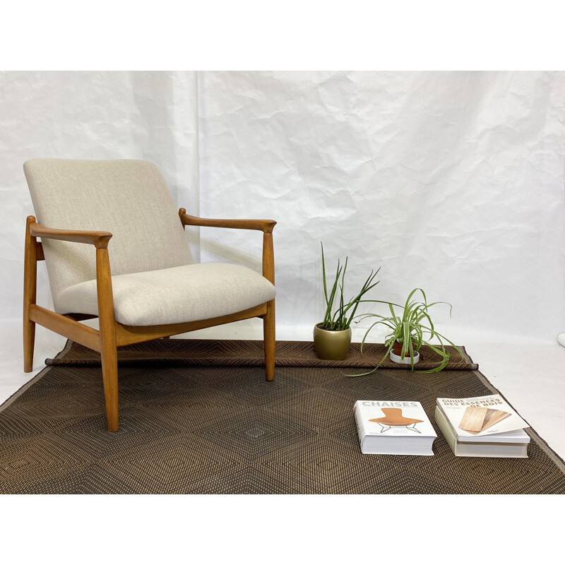 Vintage GFM-142 armchair in beige fabric by Edmund Homa 1960s