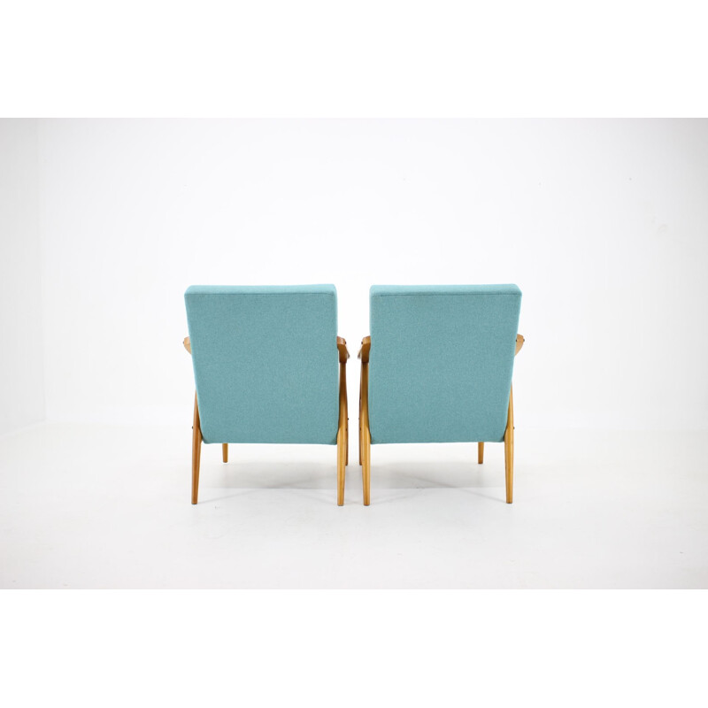 Pair of vintage beech Armchairs, Czechoslovakia 1960s