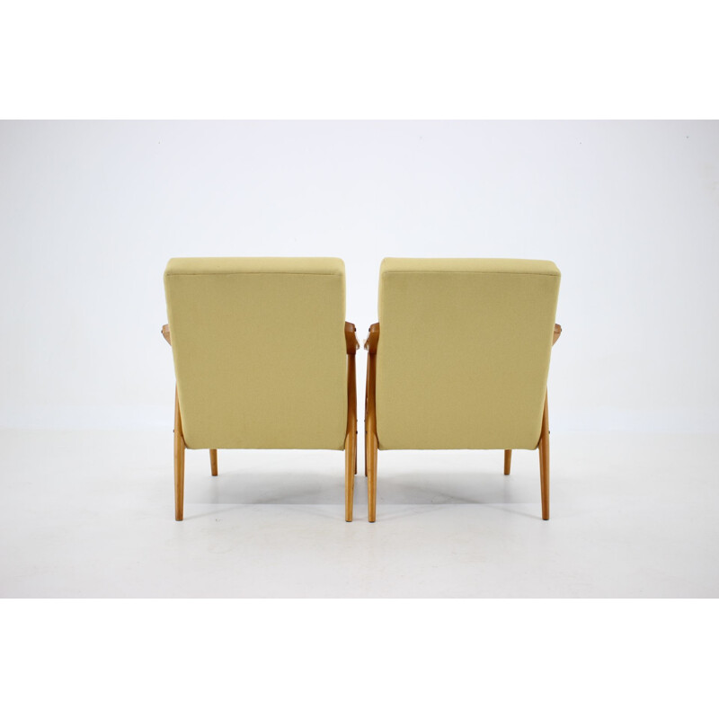 Pair of beech vintage Armchairs, Czechoslovakia 1960s