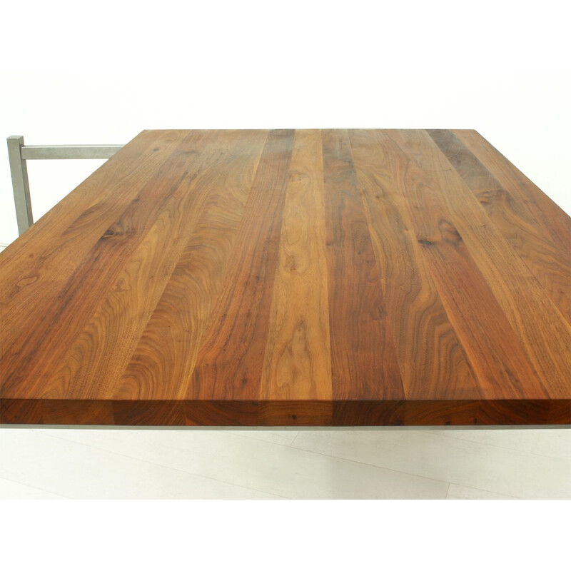 Vintage walnut table by Bisscheroux for Laurens Westhoff and Jadé Interieur Staalwerk, Netherlands 2003