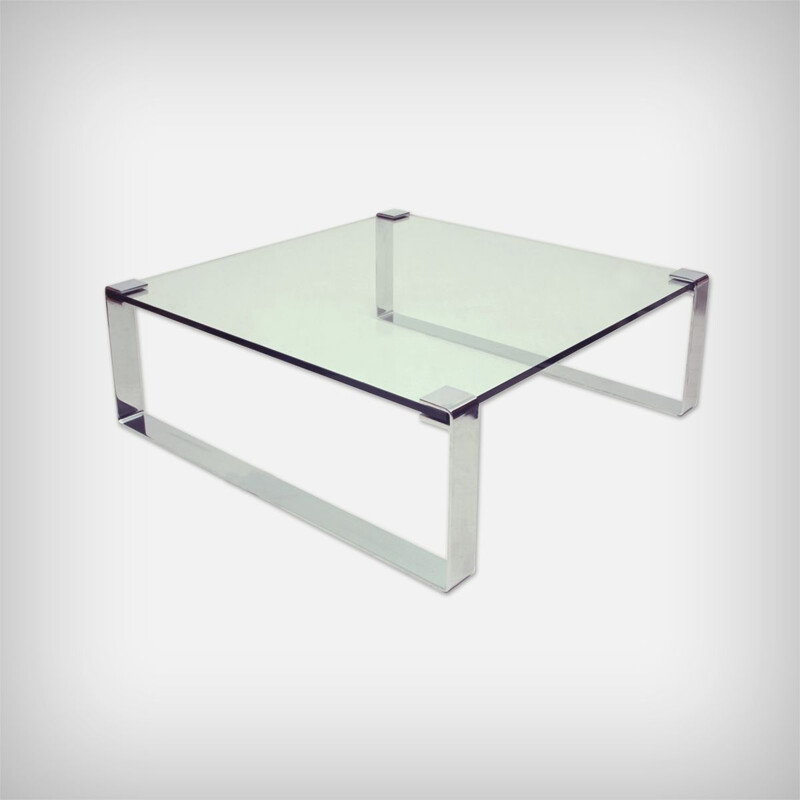 Vintage Chrome & Glass Coffee Table Model Klassik 1022 by Dr. Peter Draenert for Draenert, German 1960s