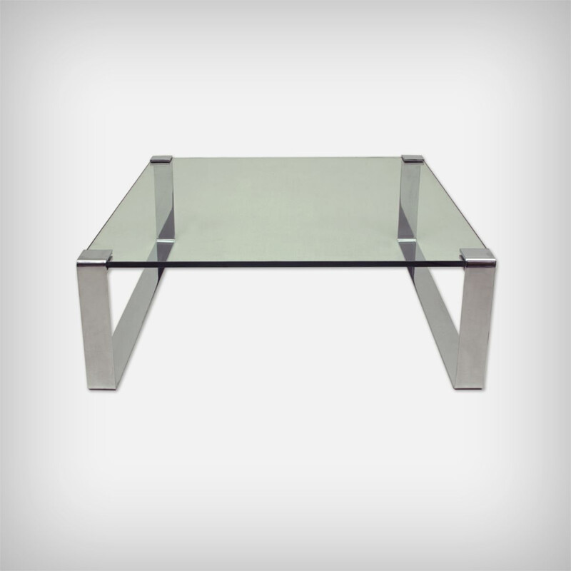 Vintage Chrome & Glass Coffee Table Model Klassik 1022 by Dr. Peter Draenert for Draenert, German 1960s