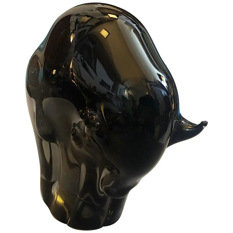 Vintage Modern Brown Murano Glass Bull by Livio Seguso 1970s