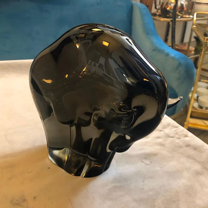 Toro moderno de cristal de Murano marrón de Livio Seguso 1970