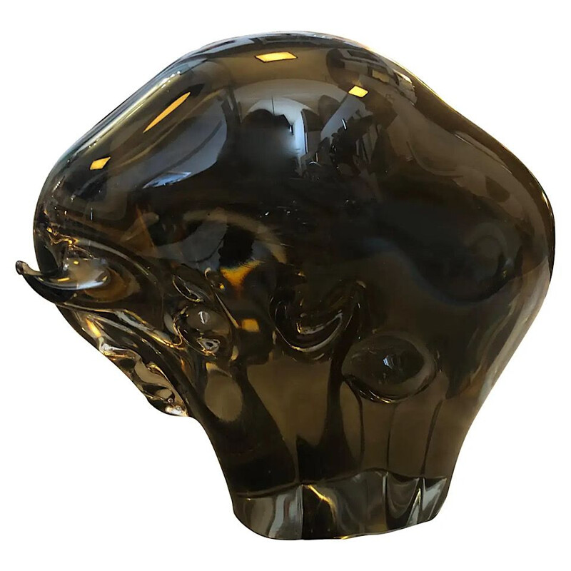 Toro moderno de cristal de Murano marrón de Livio Seguso 1970