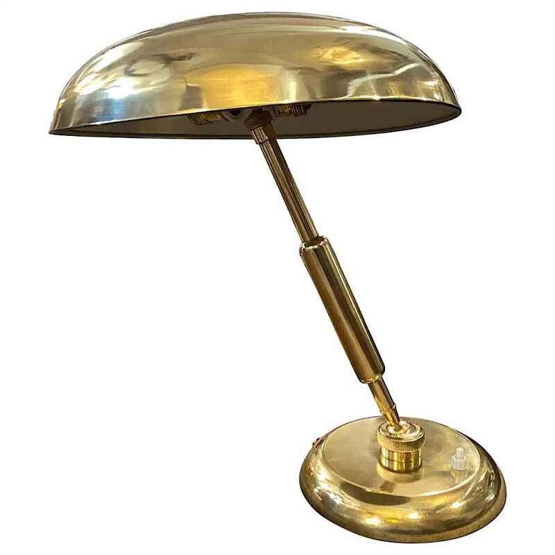 Vintage Modern Solid Brass Table Lamp, Italian