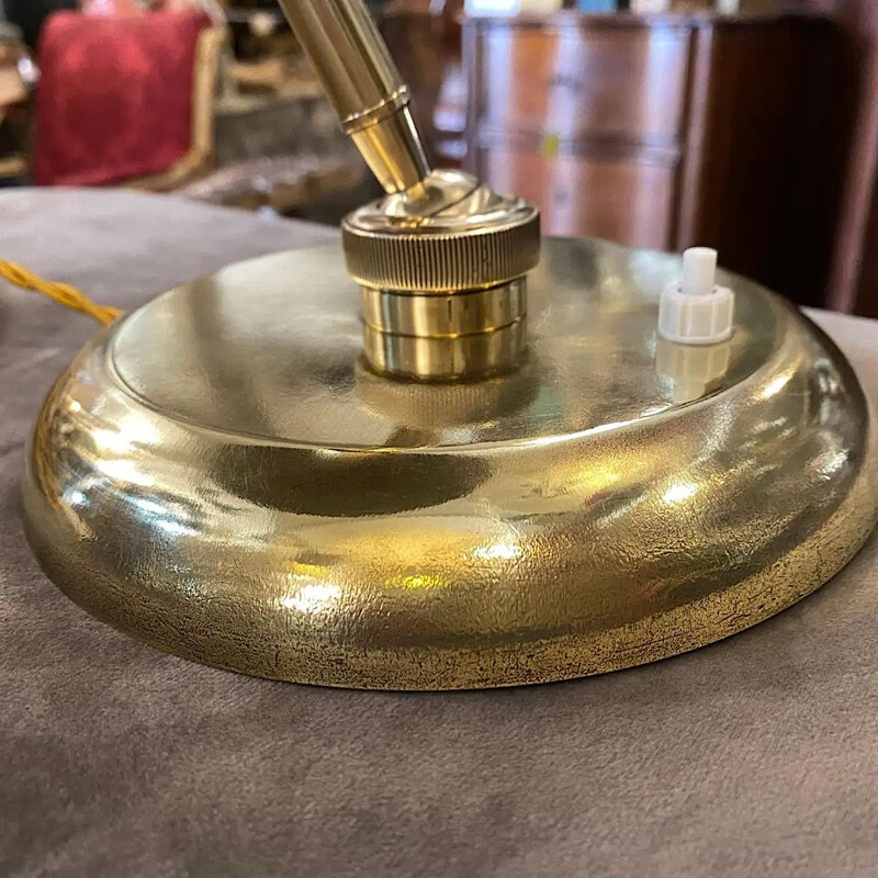 Vintage Modern Solid Brass Table Lamp, Italian