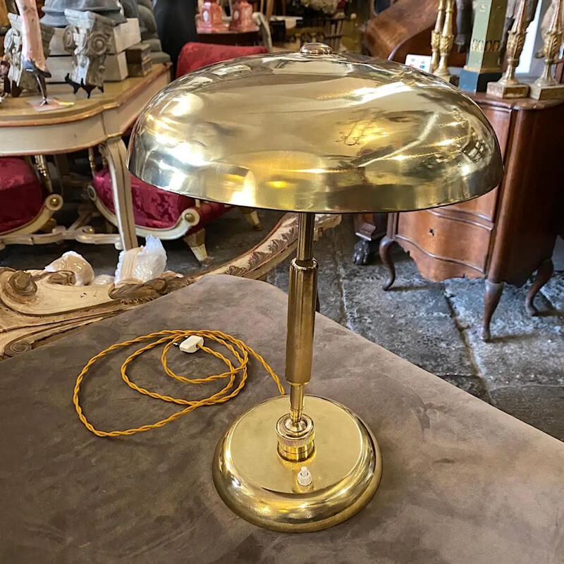 Vintage Modern Solid Brass Table Lamp, Italian