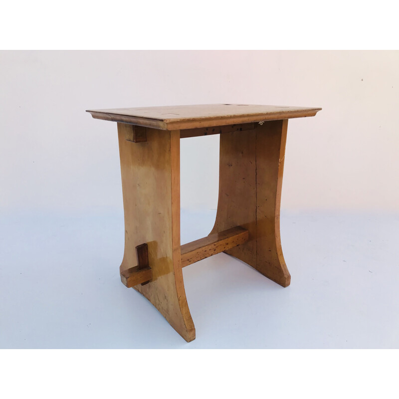 Vintage oak stool Arts And Crafts 1900s