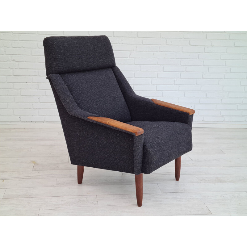 Fauteuil vintage à haut dossier, Danois 1970