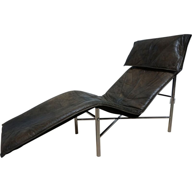 Vintage Leather Skye Chaise Lounge Chair by Tord Björklund  for Ikea, Swede, 1970s