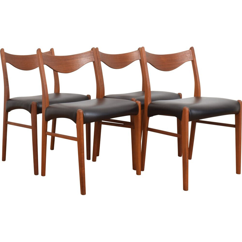 Set of 4 vintage Teak Dining Chairs by Arne Wahl Iversen & Glyngore Stolefabrik, Danish 1960s