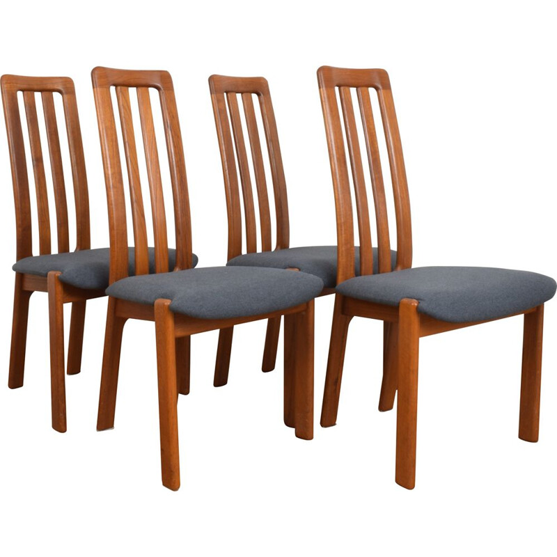Conjunto de 4 cadeiras de teca vintage, dinamarquês 1970