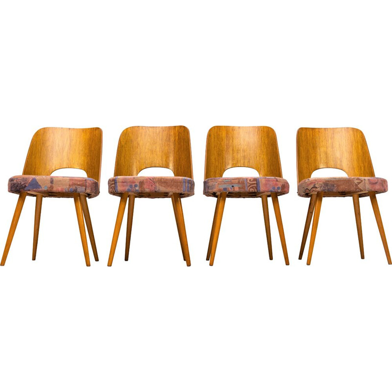 Set of 4 vintage Dining Chairs by Oswald Haerdtl, Czechoslovakia 1960s