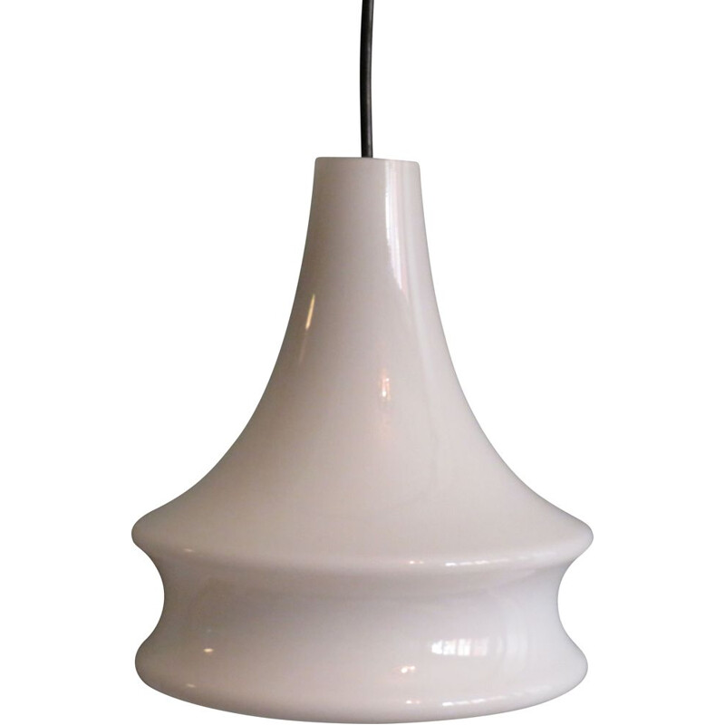 Vintage White Opaline hanging lamp by Peill & Putzler, Germany 1960s