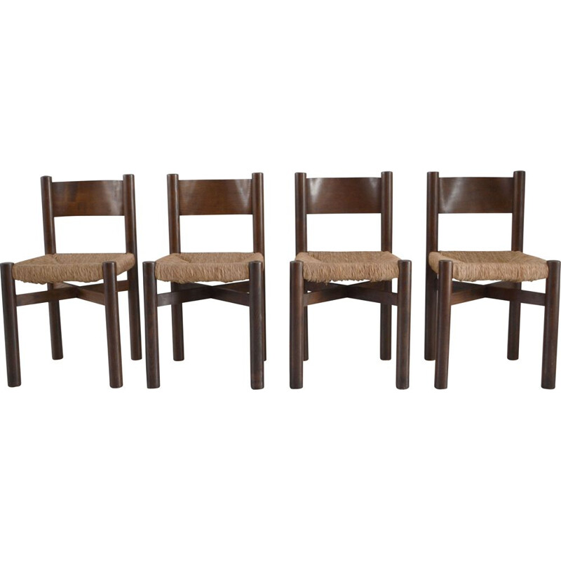 Set of 4 vintage chairs model Meribel by Charlotte Perriand 1950s