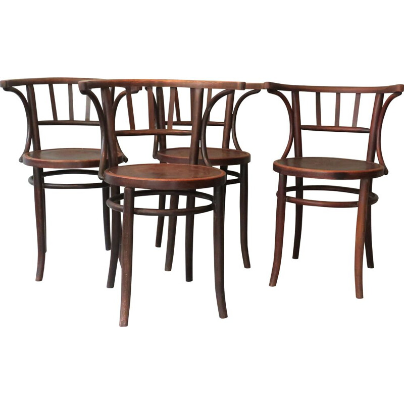 Set di 4 sedie vintage in legno curvato 1960