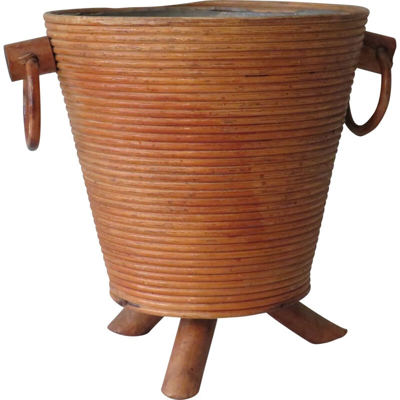 Vintage Bamboo planter, Netherland 1950s