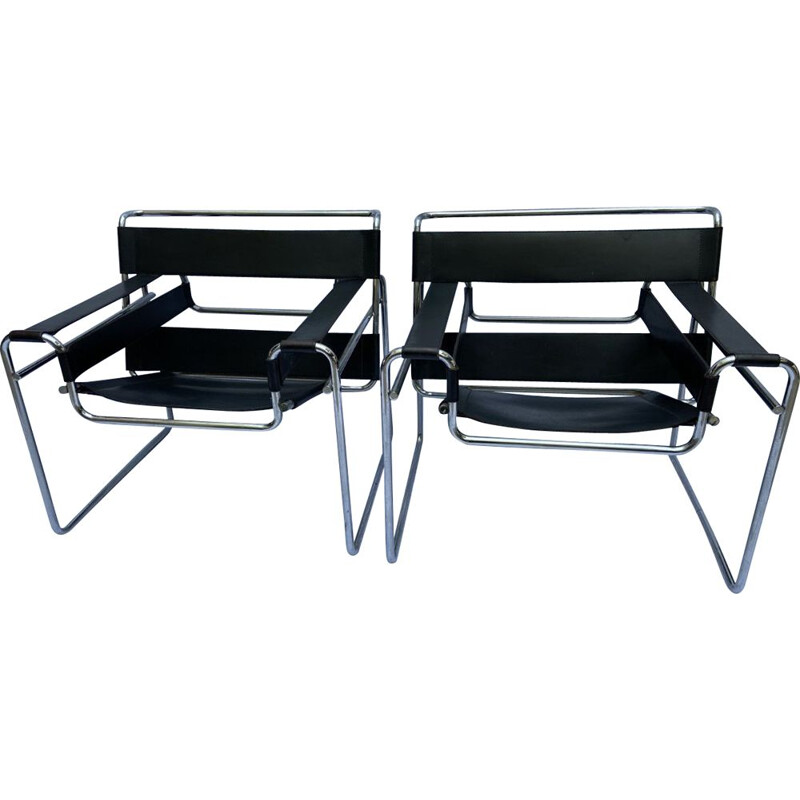 Pair of vintage Wassily armchairs by Marcel Lajos Breuer 1968s