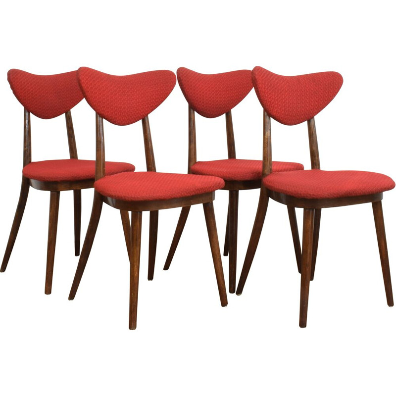 Set of 4 vintage Dining Chairs by Helena and Jerzy Kurmanowicz, Polish 1950s