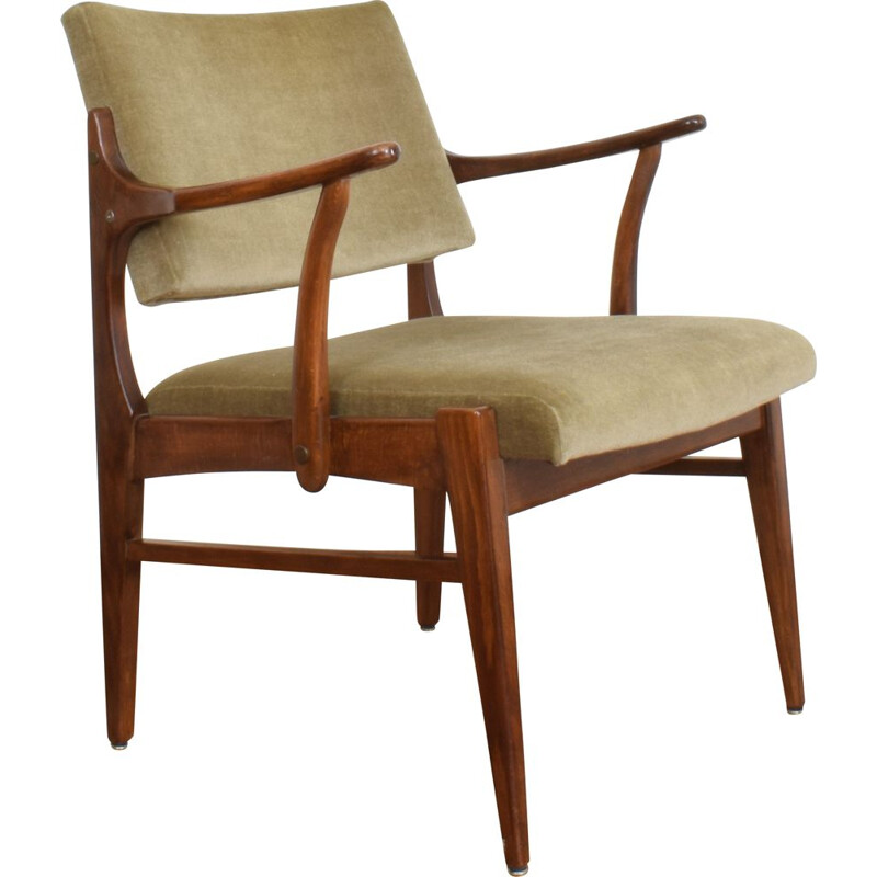 Vintage beech wood Armchair, German 1970s