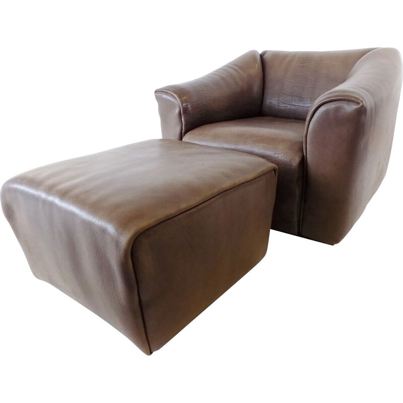 Vintage De Sede DS 47 leather armchair with ottoman