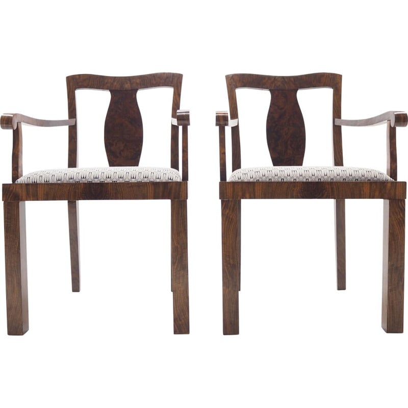 Pair of vintage art Deco Armchairs, Czechoslovakia 1930s