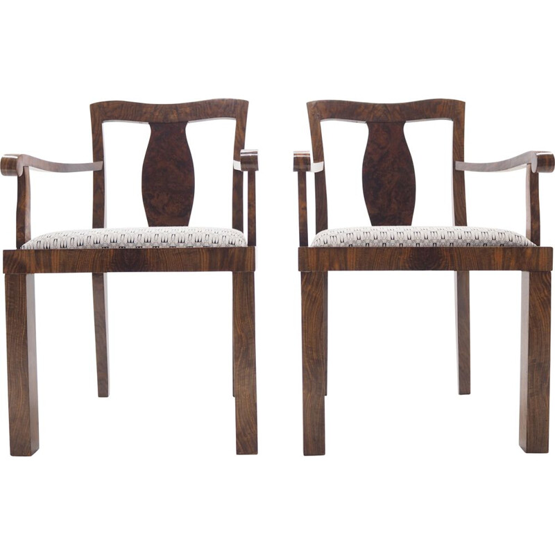 Pair of vintage art Deco Armchairs, Czechoslovakia 1930s