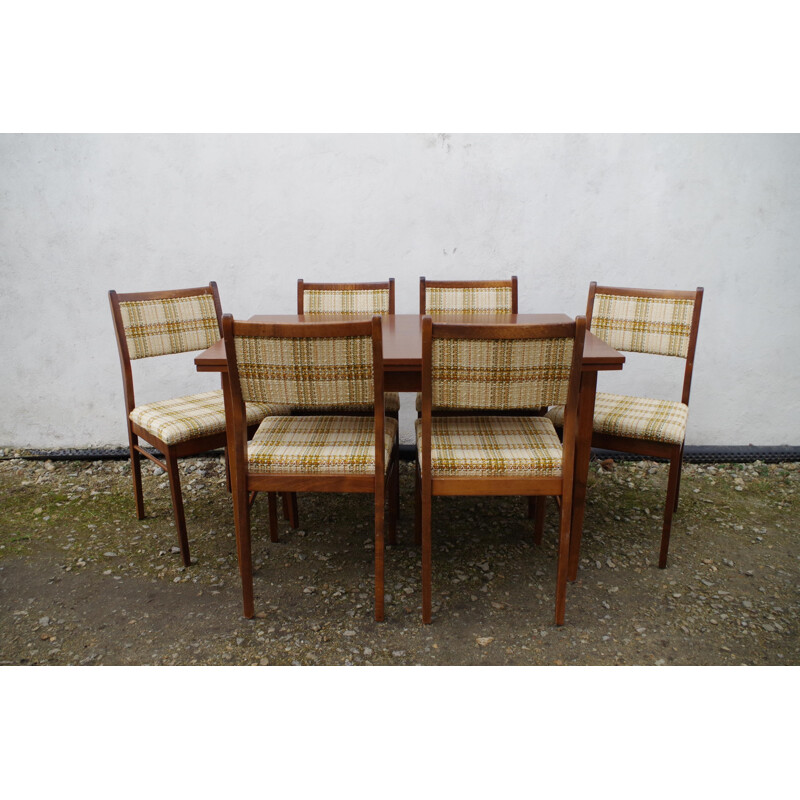 Vintage dining set, table and 6 chairs 1960s