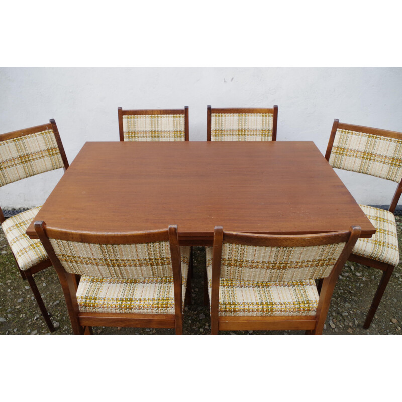 Vintage dining set, table and 6 chairs 1960s