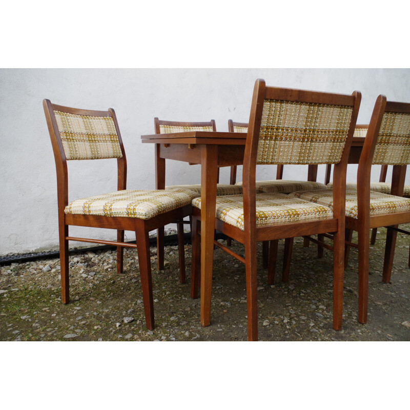 Vintage dining set, table and 6 chairs 1960s