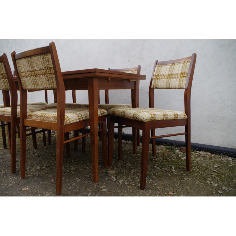 Vintage dining set, table and 6 chairs 1960s
