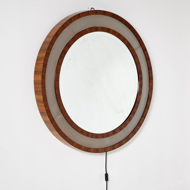 Vintage art deco walnut mirror, 1950